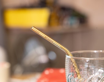 Personalisierter gravierter Edelstahlstrohhalm: Umweltfreundliches Gastgeschenk