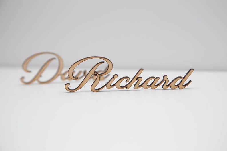 Wedding place card names, laser cut names of guests. Wedding place names, table name cards. Wood place card image 4