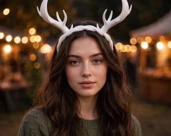 Deer Antler Headband - Fantasy Antler Crown - Woodland Fairy Headband - Halloween Costume Horns - Festival Boho Headpiece