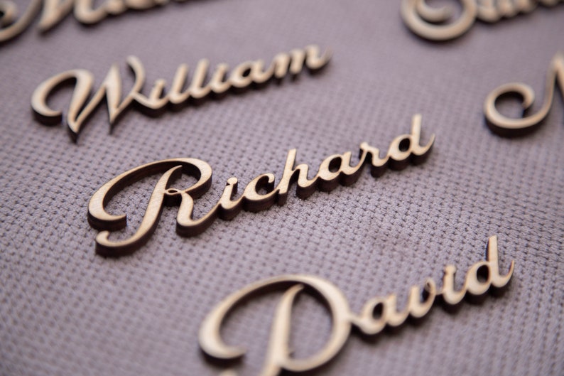 Wedding place card names, laser cut names of guests. Wedding place names, table name cards. Wood place card image 5
