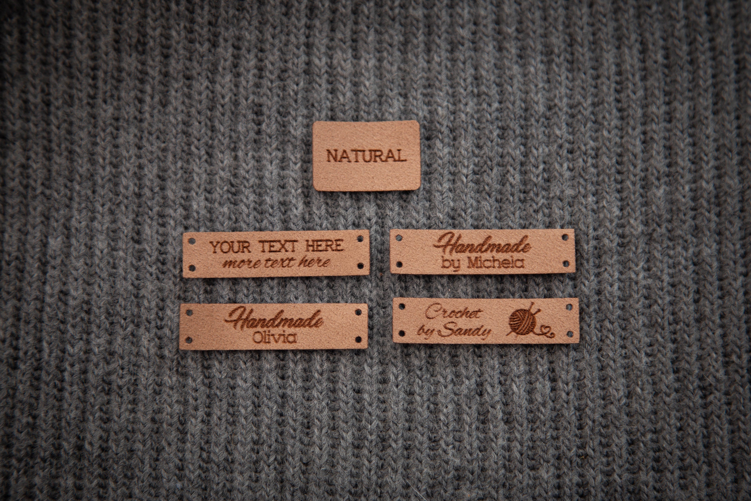 Faux Leather Tags / Business Labels / Sew on Labels / Vegan Tags / Custom  Labels for Handmade Items / Knitting Labels / Crochet Labels 