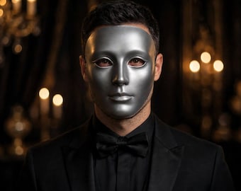 Full Face Mask Set of 4 - White Black Gold Silver Masquerade Mask |  Smooth Party Mask | Eyes Wide Shut Mask | Halloween Masquerade BDSM