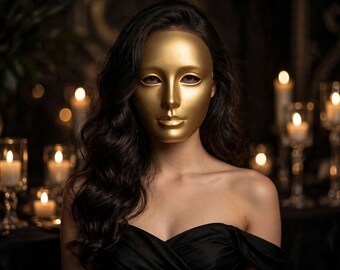 Full Face Mask Set of 4 - White Black Gold Silver Masquerade Mask |  Smooth Party Mask | Eyes Wide Shut Mask | Halloween Masquerade BDSM
