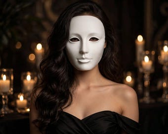 White or black Minimalist Face Mask, 3D Printed Masquerade and Cosplay Mask, BDSM, Kink