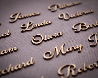 Laser-Schnitt-Holz-Hochzeits-Platzkarten | Personalisierte Name Tischdekoration