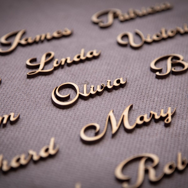 Beautiful Wedding place card, laser cut names. Wedding place names, table name cards. Wood place card