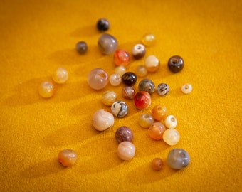 Natural stone beads vintage size 3mm - 8mm - 33 pieces set