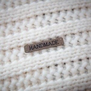 Handmade sewing labels. Beautiful personalised vegan knitting labels, product tags, alcantara leather. image 3