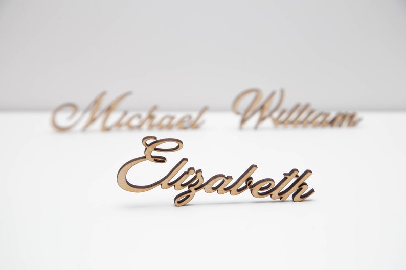 Wedding place card names, laser cut names of guests. Wedding place names, table name cards. Wood place card image 8