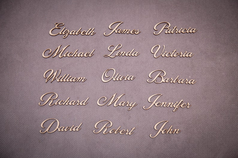Wedding place card names, laser cut names of guests. Wedding place names, table name cards. Wood place card image 3