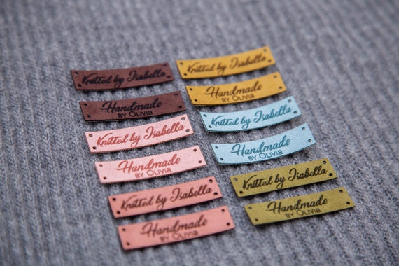 Custom Sewing Labels. Beautiful Personalised Vegan Knitting Labels, Product  Tags, Alcantara Leather. 