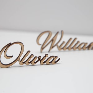 Wedding place card names, laser cut names of guests. Wedding place names, table name cards. Wood place card image 6