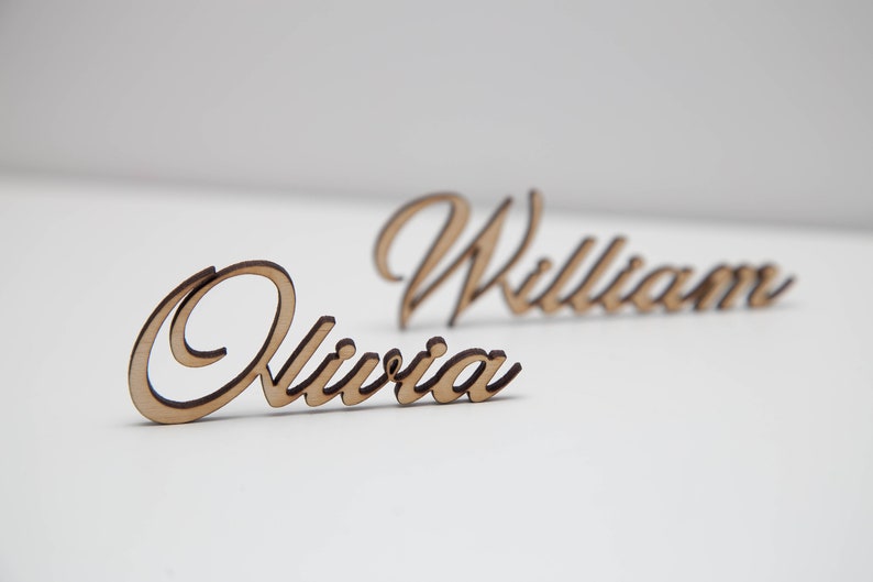 Wedding place card names, laser cut names of guests. Wedding place names, table name cards. Wood place card image 6