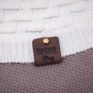 Faux leather product tags, beautiful knitting labels. image 5