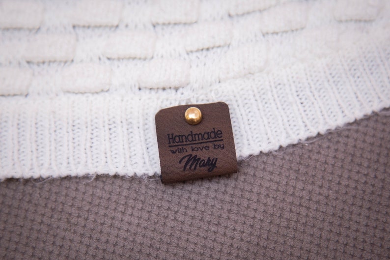 Faux leather product tags, beautiful knitting labels. image 5