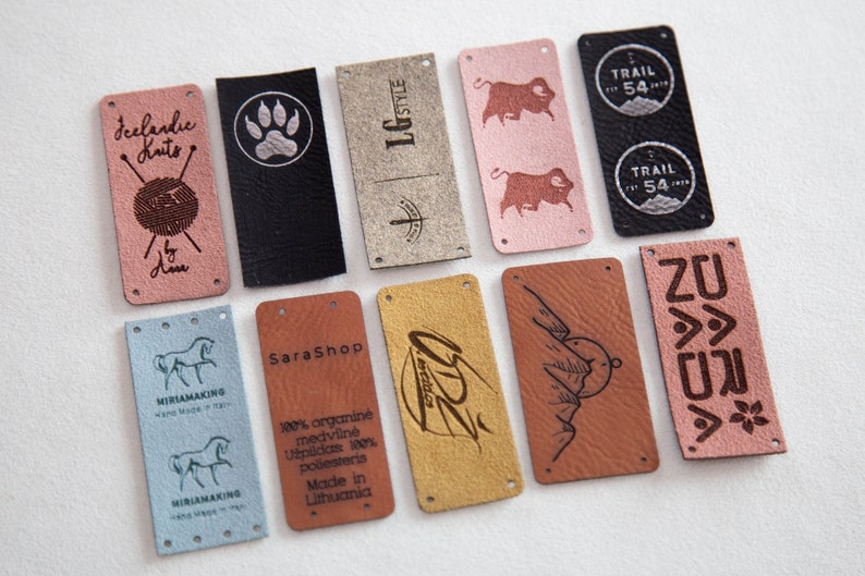 Faux leather labels. Personalised vegan labels. Knitting labels, leather tags for crochet. image 5