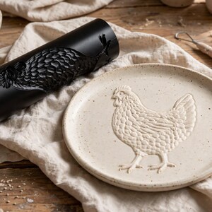 Chicken Texture Roller for Clay, Hen Embossing Roller, Polymer Clay Texture Tool, Pottery Stamp Roller, Ceramic Clay Tool