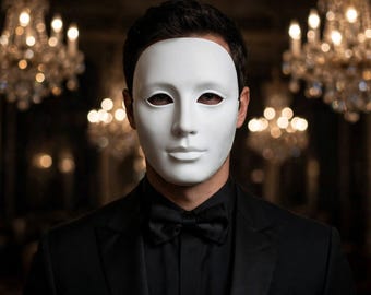 White or black Minimalist Face Mask, 3D Printed Masquerade and Cosplay Mask, BDSM, Kink