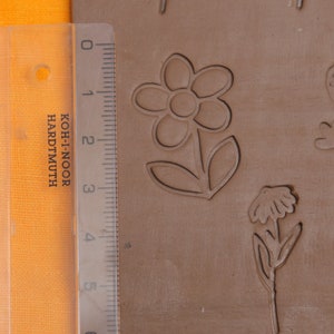 Flowers & Leaves stamp set Pottery stamp, Polymer Clay Tools Embossing Stamp image 5