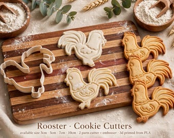 Rooster Cookie Cutter & Stamp Set