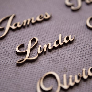 Wedding place card names, laser cut names of guests. Wedding place names, table name cards. Wood place card image 7