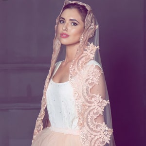 Blush Pink Lace Veil, Royal Blush Veil, Blush pink veil, Blush, Bridal lace veil, Waltz Veil, blush pink veil, Luxury Cathedral Lace Veil