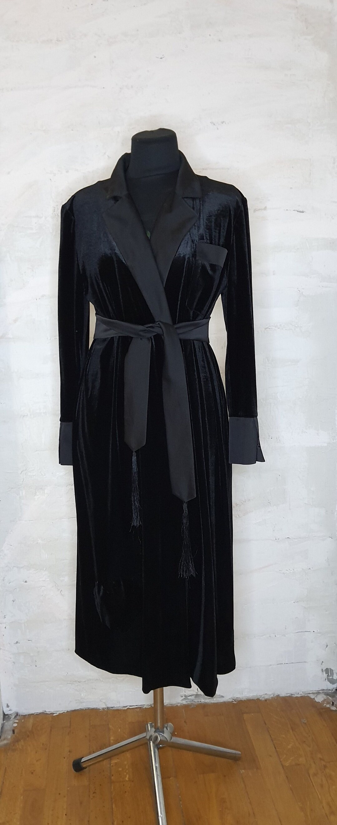 Velvet Jacket Dress Black Velvet Tuxedo Dress Dress Robe Etsy