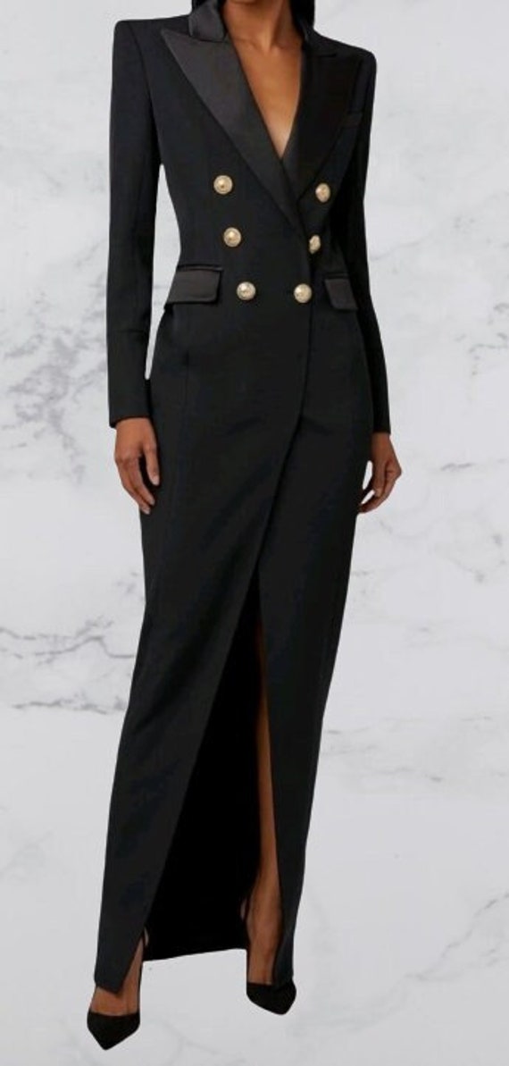 Tuxedo Black Dress Black Jacket Dress Tuxedo Jacket Dress Etsy