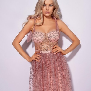 Blush pink wedding dress ,prom glitter shiny dress,pink ball gown, prom corset dress, bridal glitter dress, princess dress, blush pink dress
