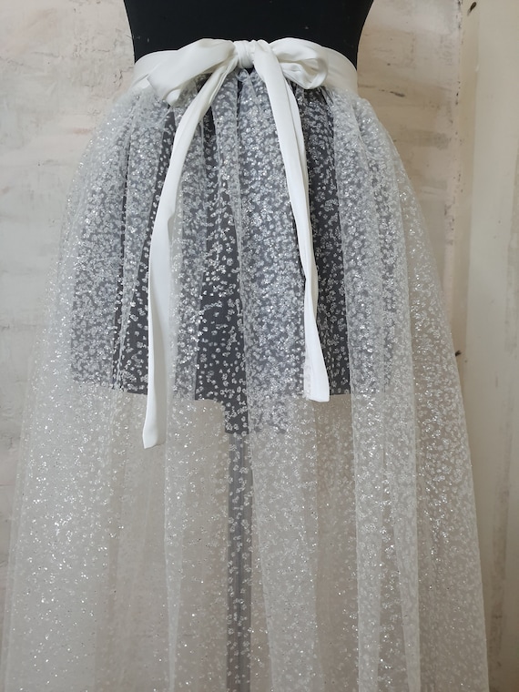 Overskirt glitter transparent skirt skirt for wedding dress glitter skirt