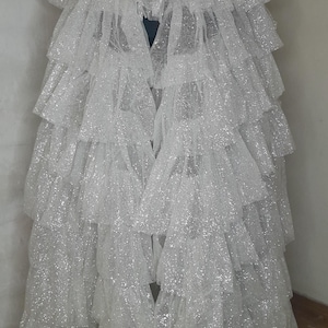 Witte bruids glitteroverrok, overrok, bruidsrok, afneembare bruidsrok, afneembare tule rok, afneembare sleep voor trouwjurk