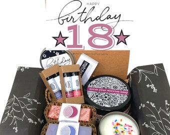 18th Birthday Gift Box: Vegan Soap, Soy Candle, Lip Balm