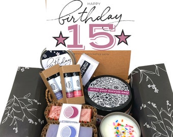 15th Birthday Gift Box: Vegan Soap, Soy Candle & Sugar Scrub