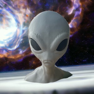1:1 Grey Alien 11” 28cm head / Bust in grey skin with black eyes