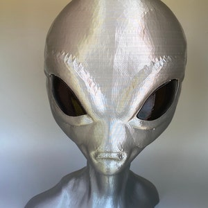 1:1 Grey Alien 11” 28cm head / Bust in shining grey skin with black eyes