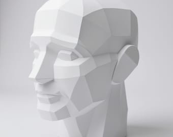 Planar Head Bust, 3D Model for Artistic/Medical Drawing (10 inch)