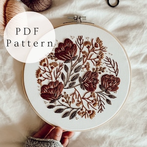 Flowers Are My Love Language 7" Embroidery Pattern PDF Only// Floral Embroidery Pattern//Botanical Embroidery Pattern// Boho Embroidery PDF
