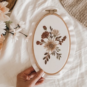 Floral Embroidery Pattern | Daisy Embroidery Designs | Floral Hand Embroidery | Botanical Embroidery File | Boho Fall Embroidery Hoop