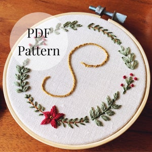 Personalized Initial Christmas Ornament Embroidery Pattern | Christmas Embroidery | Custom Embroidery Designs | Christmas Ornament