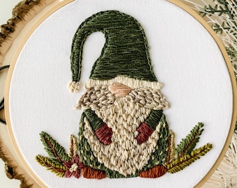 Christmas Gnome Embroidery Pattern, Holiday Decor (Digital Download)