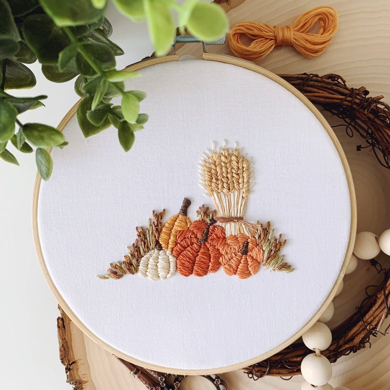 Harvest Pumpkin Embroidery Pattern | Fall Decor (PDF Pattern) image 6