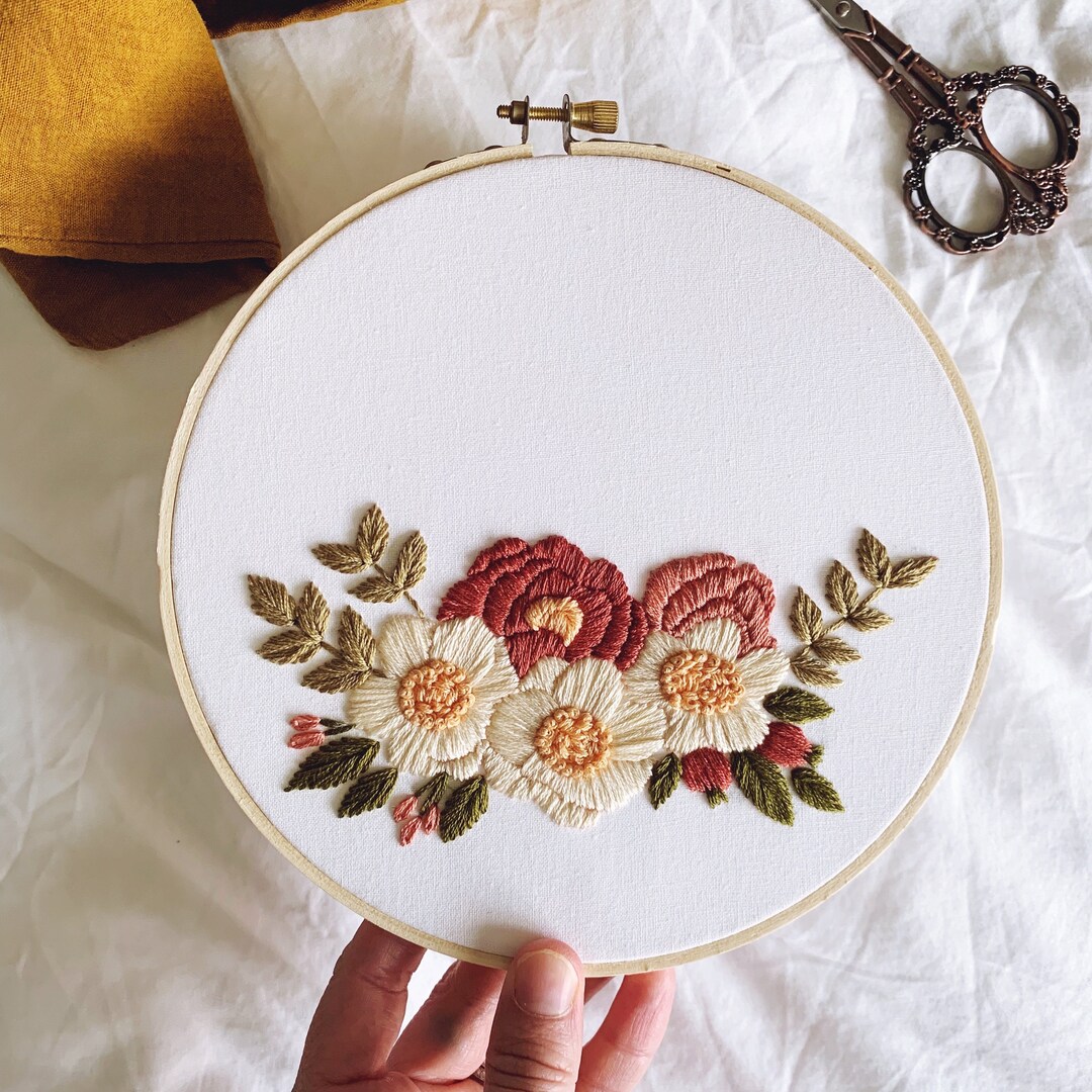Floral Embroidery Pattern Blush Floral Embroidery Design Flower Art