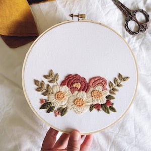 Floral Embroidery Pattern | Blush Floral Embroidery Design | Flower Art | Botanical Embroidery | Boho Embroidery | Pink Hand Embroidery