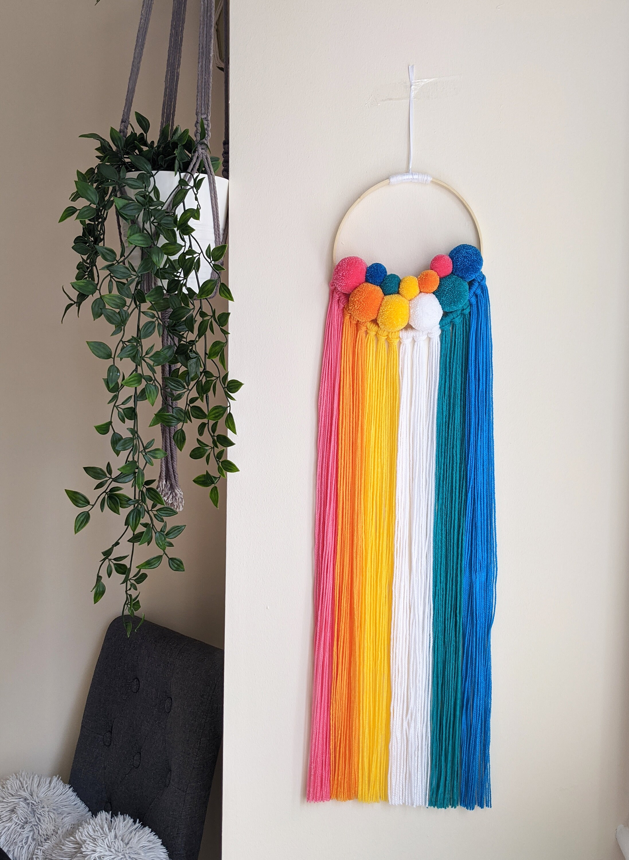 Bright Multicoloured LARGE Rainbow Wall Hanging Made to Etsy UK