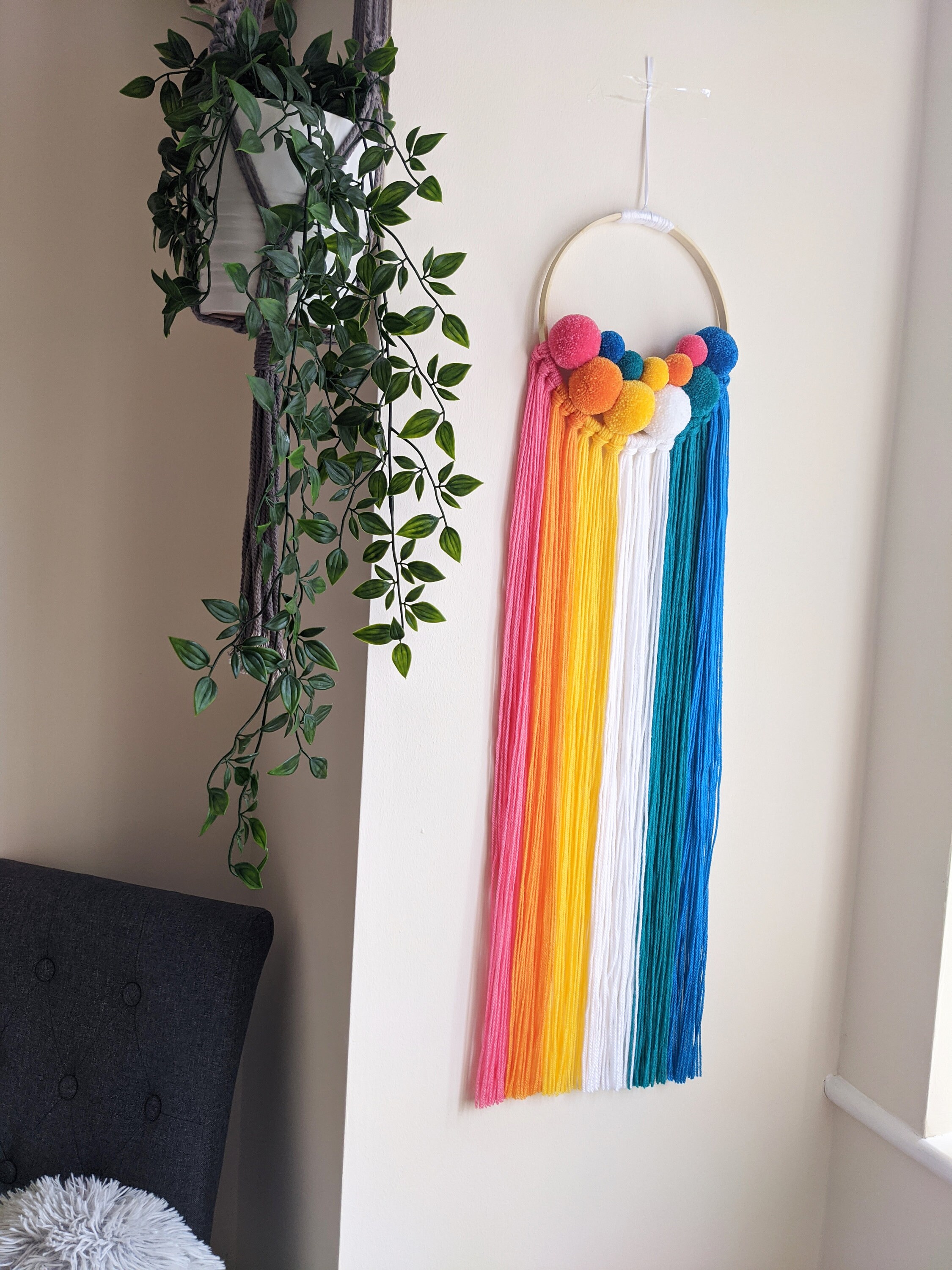 Bright Multicoloured LARGE Rainbow Wall Hanging Made to Etsy