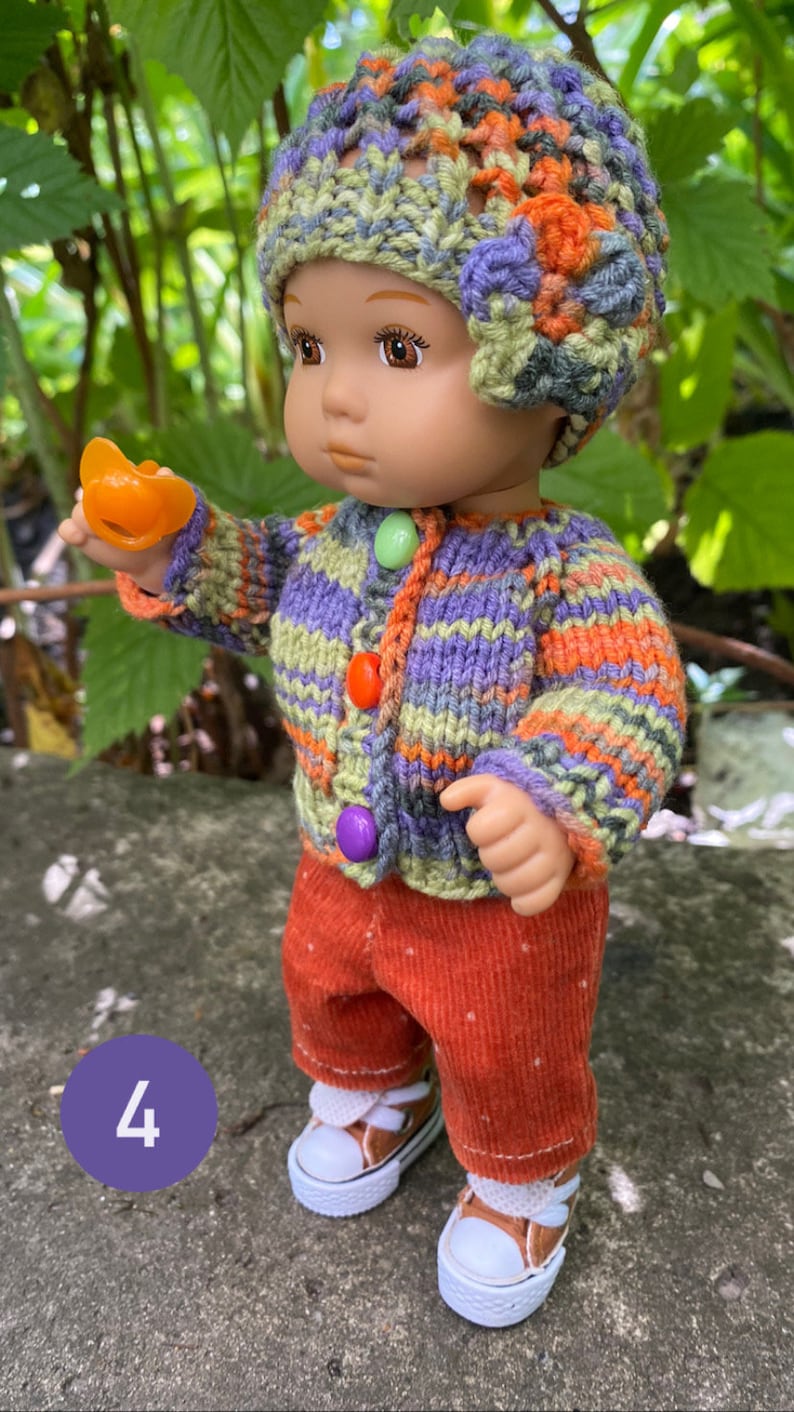 Conjunto veraniego de sudadera y gorro para bebé de 20 cm (8 pulgadas)_ Sudadera y gorro abotonados con una flor_ Suéter y gorro con ribete_ Cuidado del bebé 4