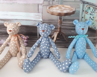Tilda teddy bear_pink teddy_blue teddy_simple baby bear_babies first toy_nursery decor_scandinavian deisgn_cuteb bear plushie