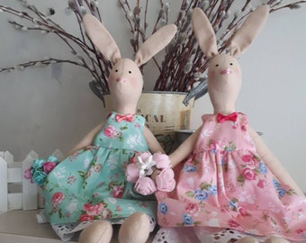 Rabbits in removable clothes_tilda rabbit toy_hare plushie_mum daughter_simple interior toy_gift for family_bunny tilda doll_linen rabbit