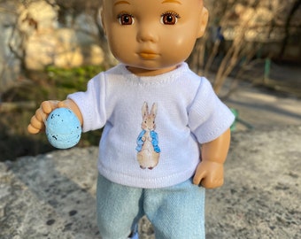 Easter bunny t-shirt for little AG_print t-shirt for 8 inch doll_bunny print t-shirt for Easter_Suit for Easter for 8 inch doll_