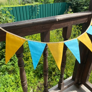Бантинг в цветах украинской flag_ хлопчатобумажной banting_ гирлянды флагов в украинской style_yellow и голубых флагов - гирлянды